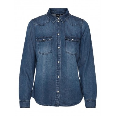 Vero moda camicia jeans maria ls denim slim shirt mix new noos